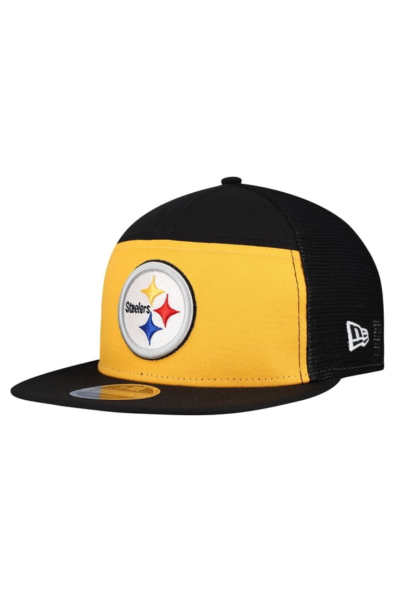 Men's New Era Gold/Black Pittsburgh Steelers Outdoor Split Panel 9FIFTY Snapback Hat