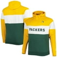 thumbnail image 1 of Men's New Era Gold/Green Green Bay Packers Big & Tall Throwback Colorblock Fleece Raglan Pullover Hoodie, 1 of 3