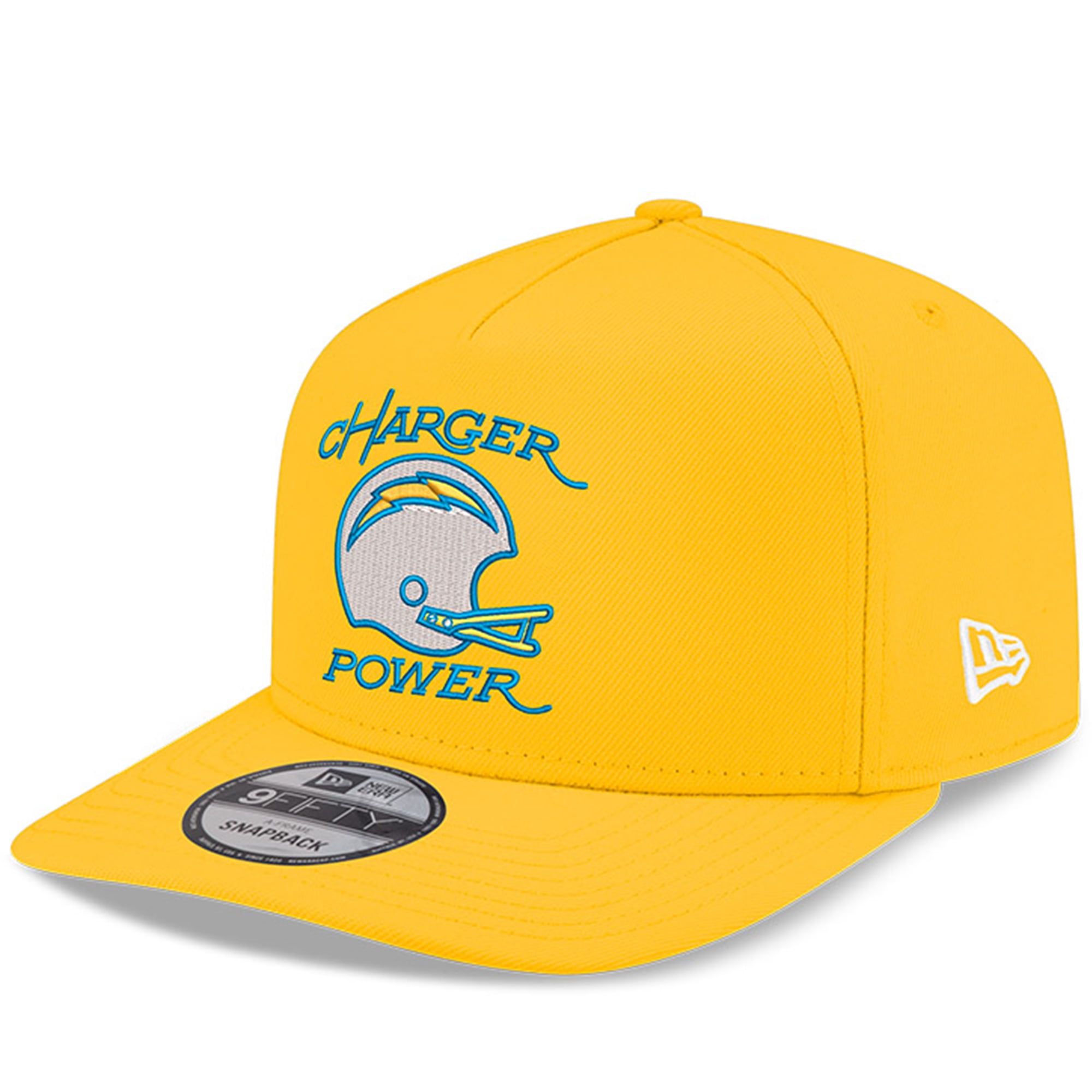 Men's New Era Gold Los Angeles Chargers Charger Power A-Frame 9FIFTY ...