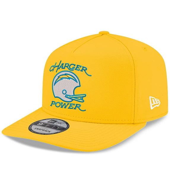 Men's New Era Gold Los Angeles Chargers Charger Power A-Frame 9FIFTY Pre-Curved Snapback Hat