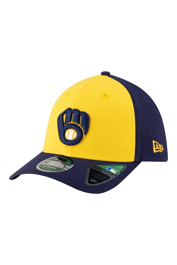 Men's New Era Gold/Navy Milwaukee Brewers Player Replica 39THIRTY M-Crown Flex Hat