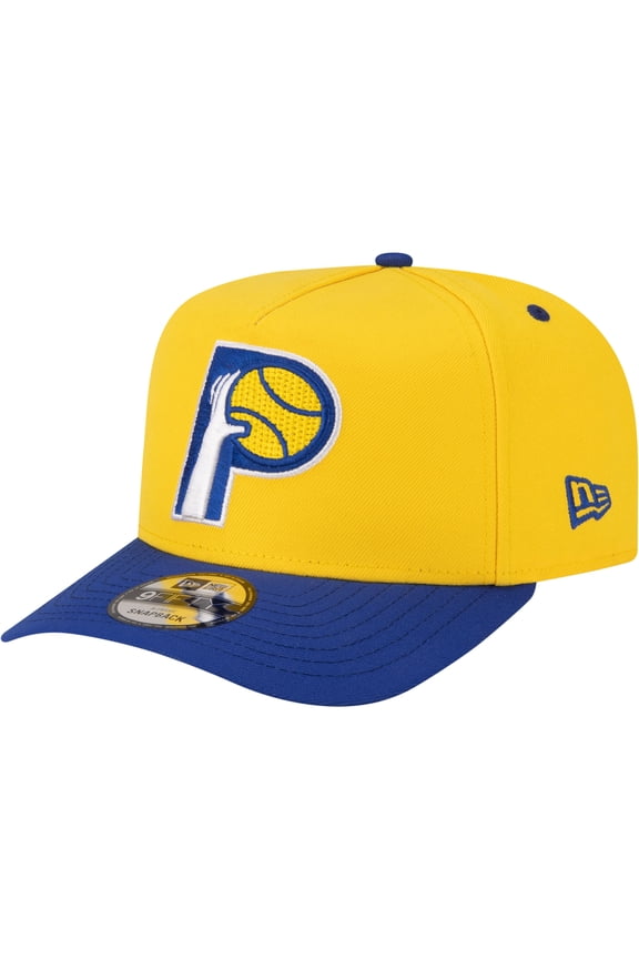 Men's New Era  Gold/Royal Indiana Pacers 80s Throwback A-Frame 9FIFTY Snapback Hat