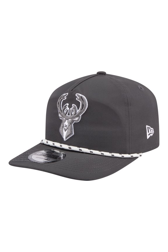 Men's New Era Graphite Milwaukee Bucks Tonal Rope 19TWENTY Adjustable Hat