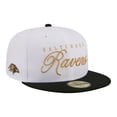 thumbnail image 1 of Men's New Era White/Black Baltimore Ravens Scripted 59FIFTY Fitted Hat, 1 of 7
