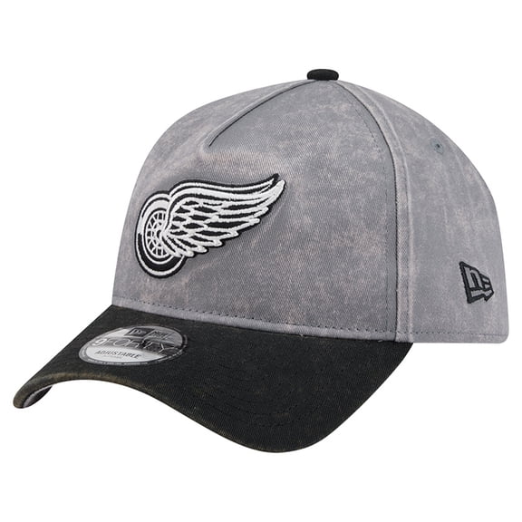 Men's New Era Gray/Black Detroit Red Wings Storm A-Frame 9FORTY Adjustable Hat