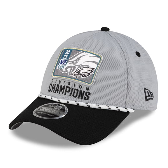 Men's New Era Gray/Black Philadelphia Eagles 2025 NFC East Division Champions Locker Room Trophy Collection 9FORTY