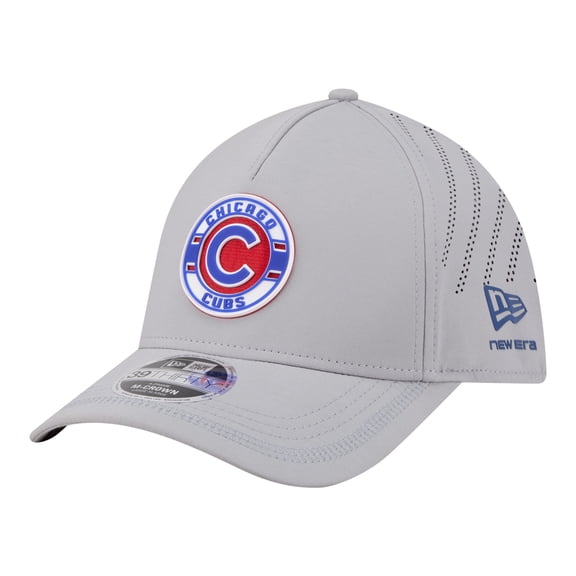 Men's New Era Gray Chicago Cubs Patch 39THIRTY A-Frame M-Crown Perforated Flex Hat