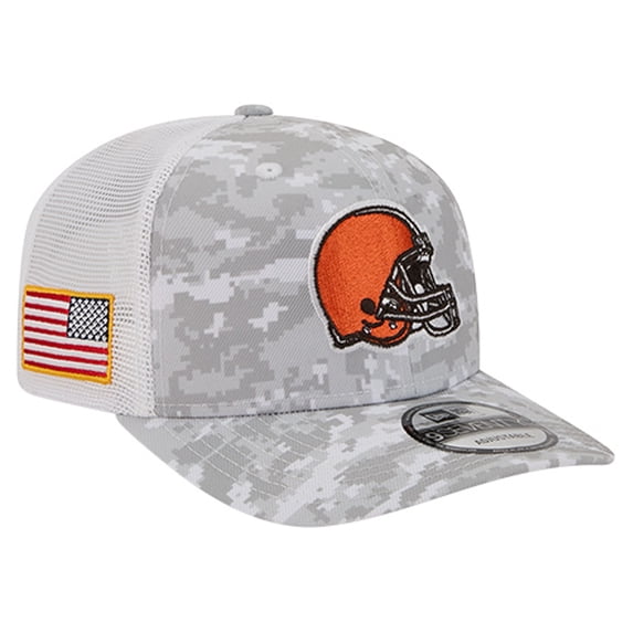 Men's New Era Gray Cleveland Browns Salute to Service Fan Pack 9SEVENTY Trucker Adjustable Hat