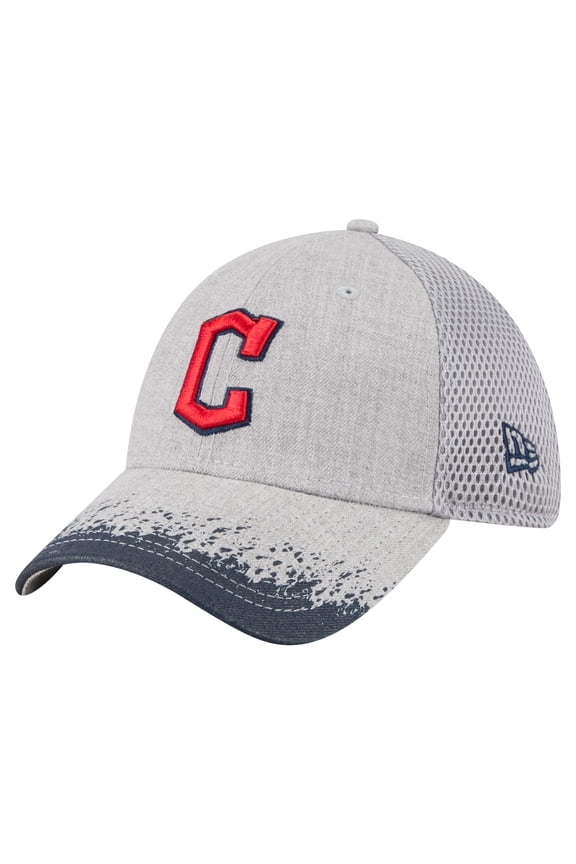 Men's New Era Gray Cleveland Guardians Visor Paint Splatter 39THIRTY Flex Hat