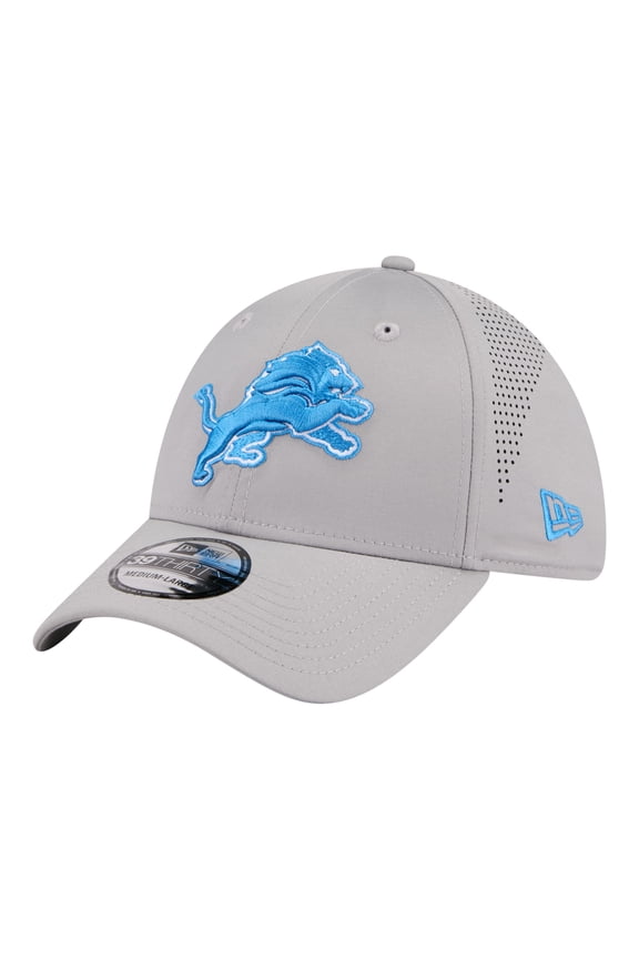 Men's New Era  Gray Detroit Lions Perforated 39THIRTY Flex Hat