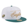 thumbnail image 1 of Men's New Era White/Green Philadelphia Eagles Scripted 59FIFTY Fitted Hat, 1 of 7