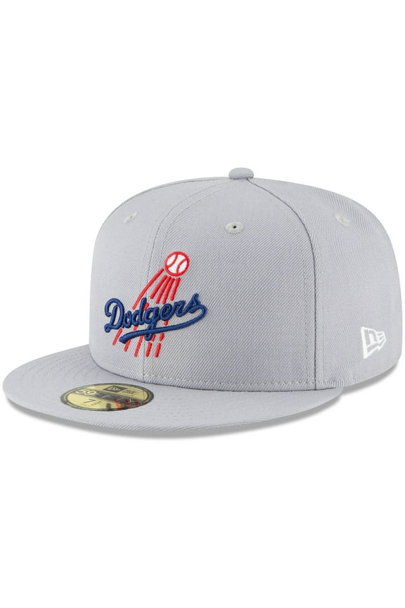 Men's New Era Gray Los Angeles Dodgers Cooperstown Collection Logo 59FIFTY Fitted Hat