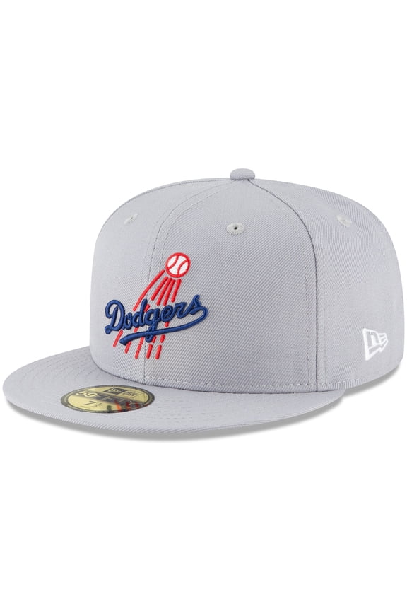 Men's New Era Gray Los Angeles Dodgers Cooperstown Collection Logo 59FIFTY Fitted Hat