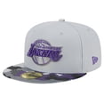 thumbnail image 1 of Men's New Era Gray Los Angeles Lakers Active Color Camo Visor 59FIFTY Fitted Hat, 1 of 6