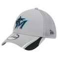 thumbnail image 1 of Men's New Era Gray Miami Marlins Linear 39THIRTY Flex Hat, 1 of 6