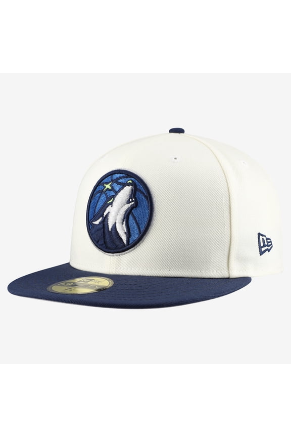 Men's New Era  White/Navy Minnesota Timberwolves Chrome 59FIFTY Fitted Hat