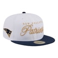 thumbnail image 1 of Men's New Era White/Navy New England Patriots Scripted 59FIFTY Fitted Hat, 1 of 7