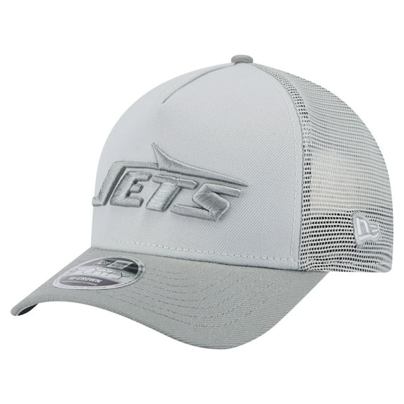 Men's New Era Gray New York Jets Domain A-Frame Trucker 9FORTY Adjustable Hat