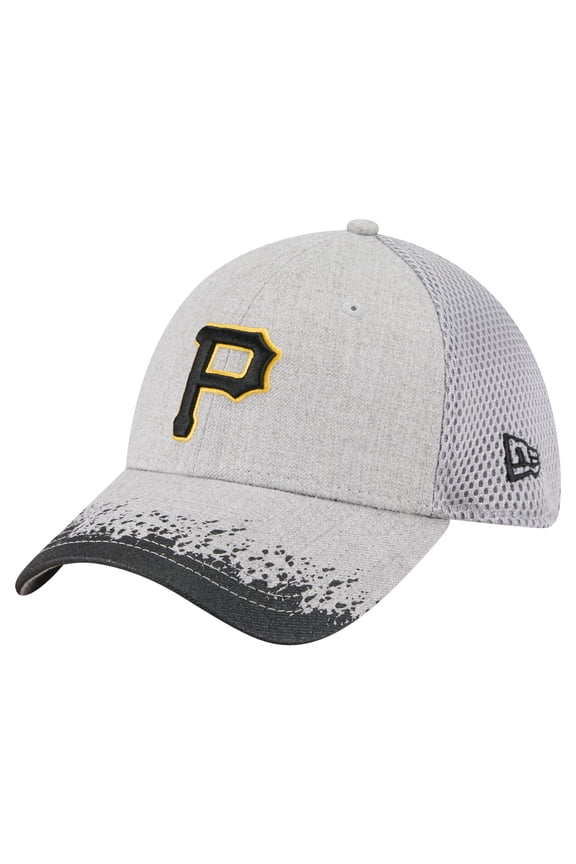 Men's New Era Gray Pittsburgh Pirates Visor Paint Splatter 39THIRTY Flex Hat