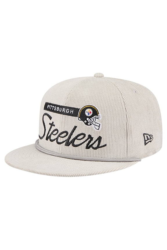 Men's New Era Gray Pittsburgh Steelers Cord Rope Corduroy 9FIFTY Snapback Hat