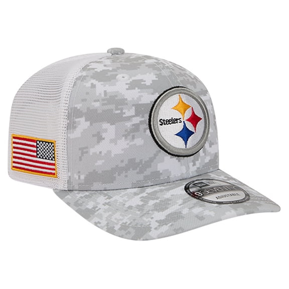Men's New Era  Gray Pittsburgh Steelers Salute to Service Fan Pack 9SEVENTY Trucker Adjustable Hat