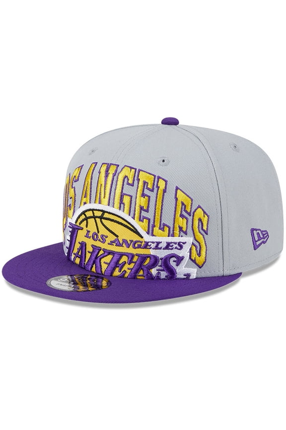 Men's New Era Gray/Purple Los Angeles Lakers Tip-Off Two-Tone 9FIFTY Snapback Hat
