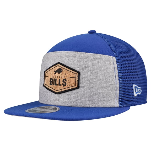 Men's New Era  Gray/Royal Buffalo Bills Cork Split Panel 9FIFTY Trucker Snapback Hat