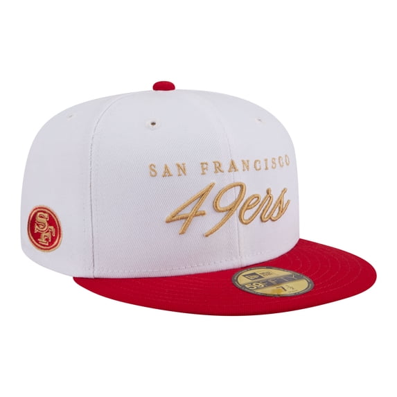 Men's New Era White/Scarlet San Francisco 49ers Scripted 59FIFTY Fitted Hat
