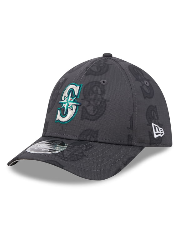 Men's New Era Gray Seattle Mariners Halftone 39THIRTY Flex Hat
