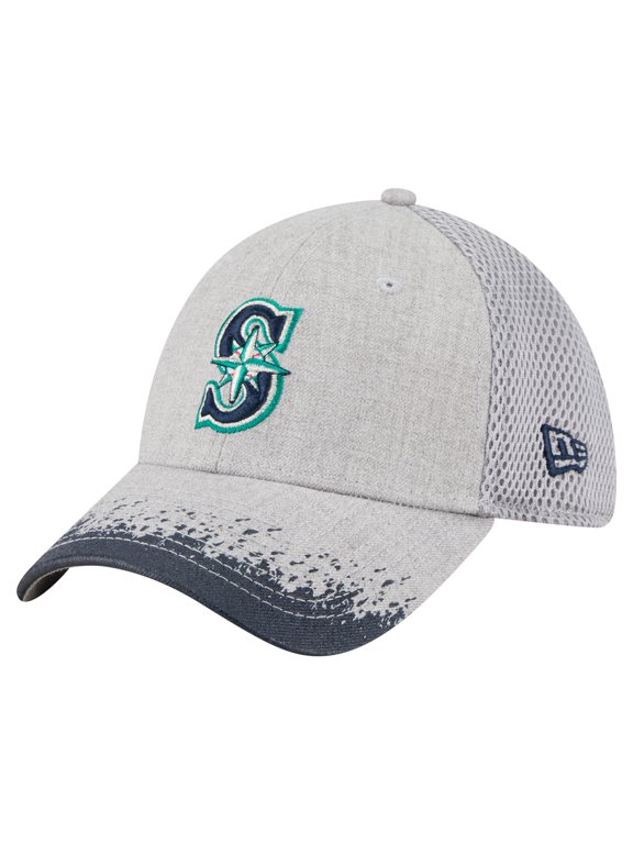 Men's New Era Gray Seattle Mariners Visor Paint Splatter 39THIRTY Flex Hat