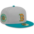 thumbnail image 1 of Men's New Era Gray/Teal Boston Red Sox  59FIFTY Fitted Hat, 1 of 6