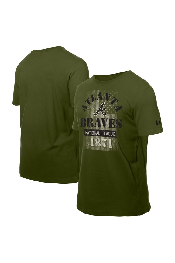 Men's-New Era Green Atlanta Braves Armed Forces T-Shirt