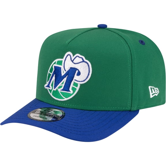 Men's New Era Green/Blue Dallas Mavericks 80s Throwback A-Frame 9FIFTY Snapback Hat