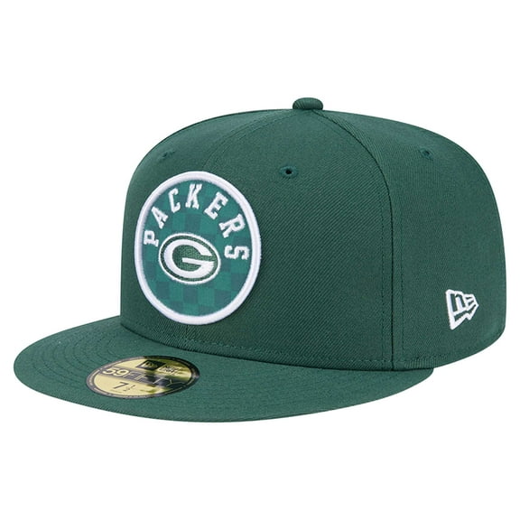 Men's New Era Green Green Bay Packers Checkered 59FIFTY Fitted Hat