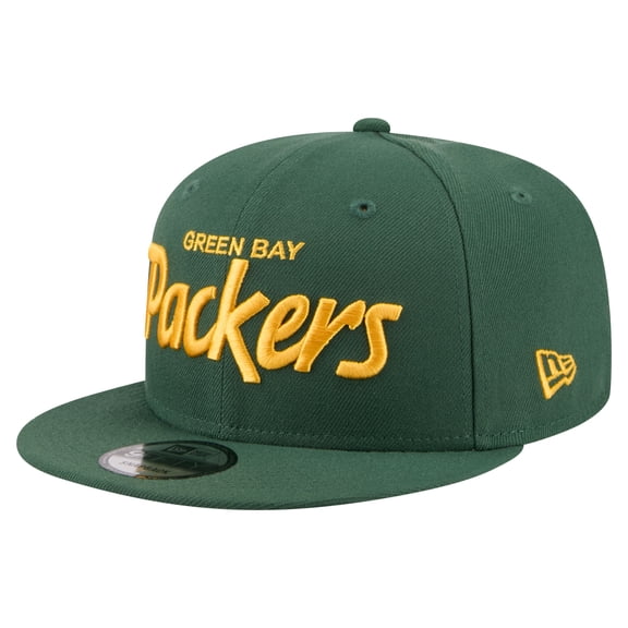 Men's New Era Green Green Bay Packers Core Team Script 9FIFTY Snapback Hat