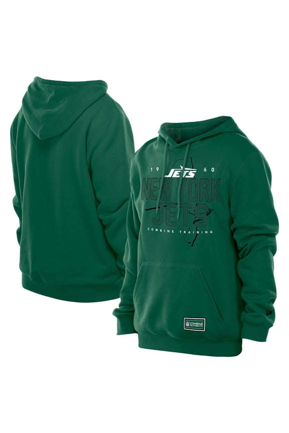 Men's New Era Green New York Jets Combine Authentic Local State Throwback Hoodie