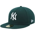 thumbnail image 1 of Men's New Era Green New York Yankees White Logo 59FIFTY Fitted Hat, 1 of 5