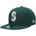 thumbnail image 1 of Men's New Era Green Seattle Mariners White Logo 59FIFTY Fitted Hat, 1 of 5