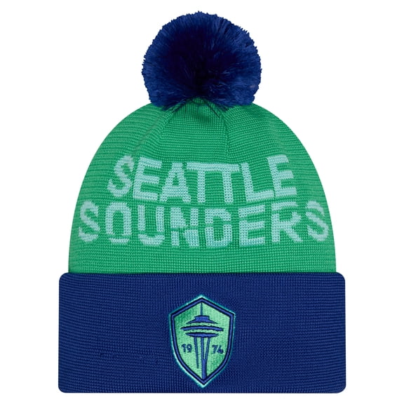 Men's New Era Green Seattle Sounders FC 2026 Jersey Hook Cuffed Pom Knit Hat