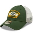 thumbnail image 1 of Men's New Era Green/White Green Bay Packers Logo Patch Trucker 9FORTY Snapback Hat, 1 of 6