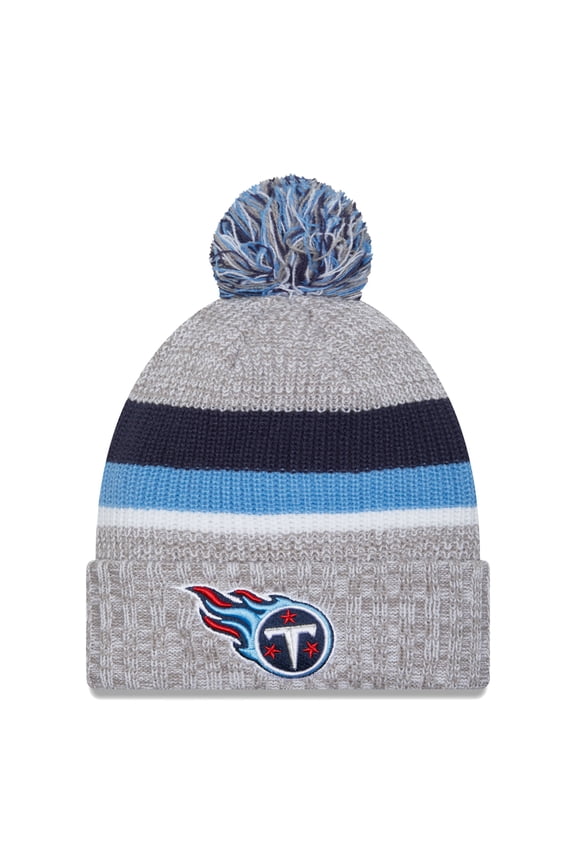 Men's New Era Heather Gray Tennessee Titans Cuffed Knit Hat with Pom