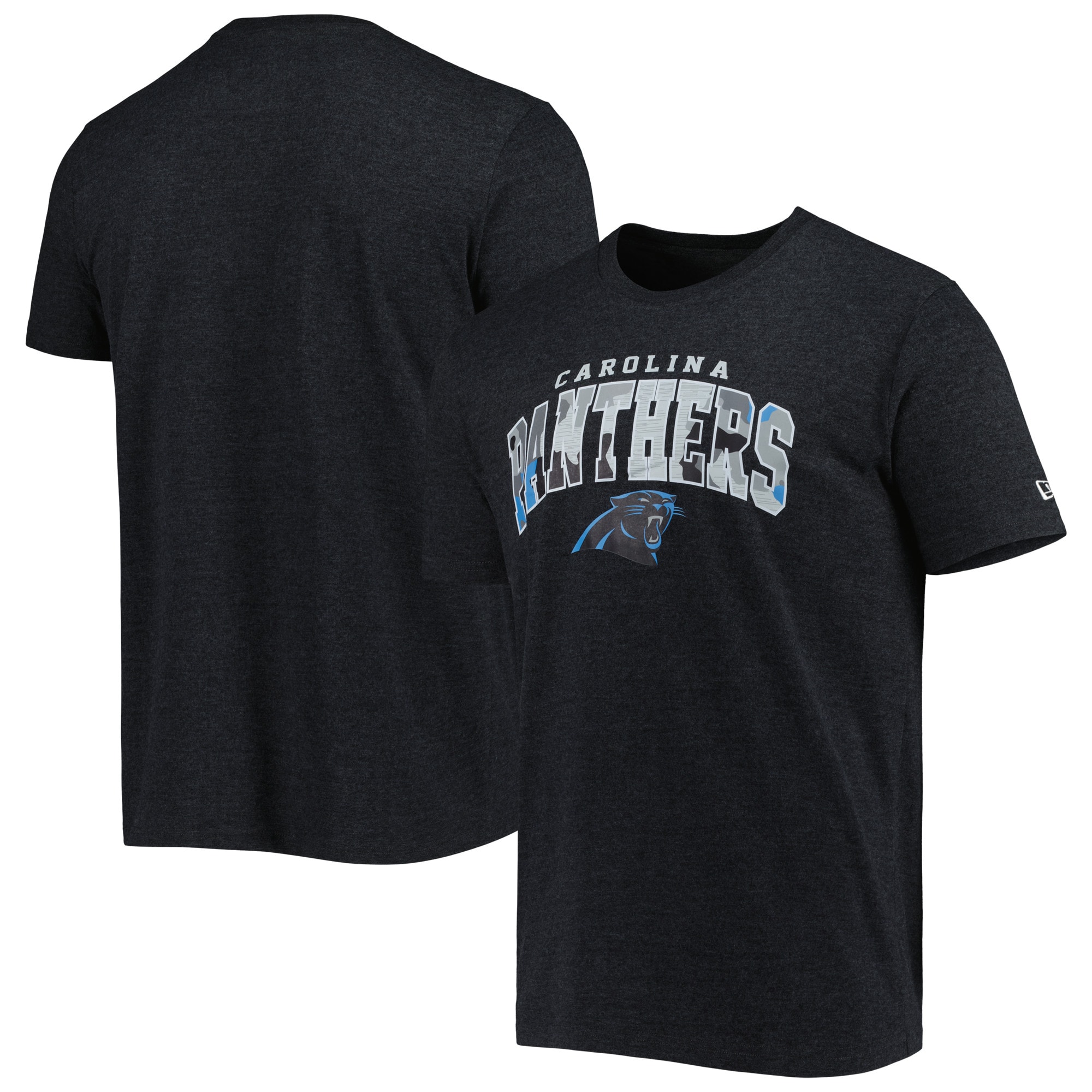 Mens New Era Heathered Black Carolina Panthers Training Collection T Shirt