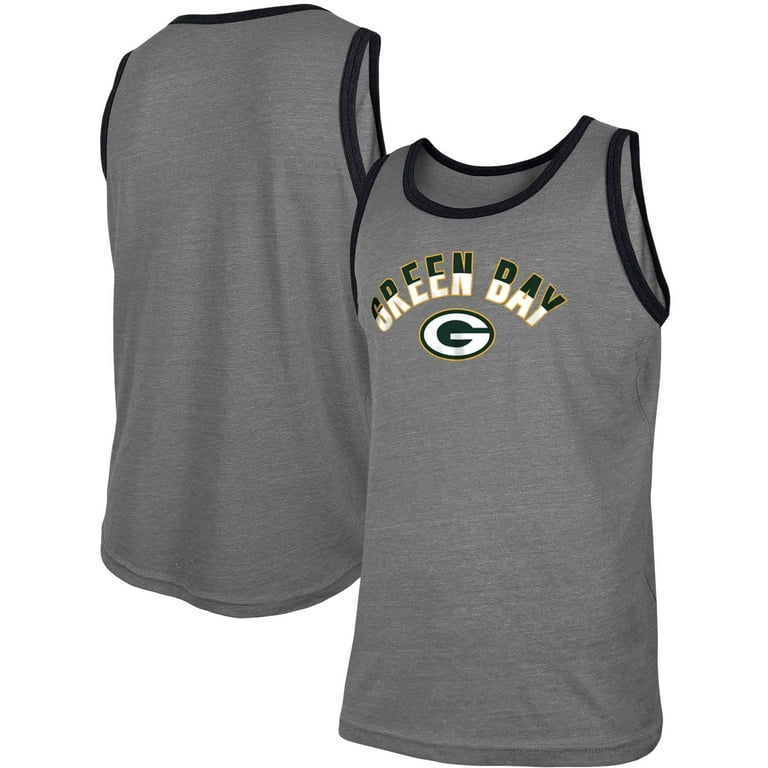 Men s New Era Heathered Gray Green Bay Packers Ringer Tri Blend