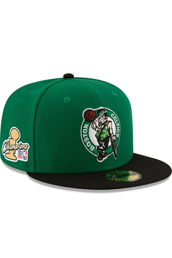 Men's New Era Kelly Green/Black Boston Celtics 2024 NBA Finals Champions Side Patch 59FIFTY Fitted Hat