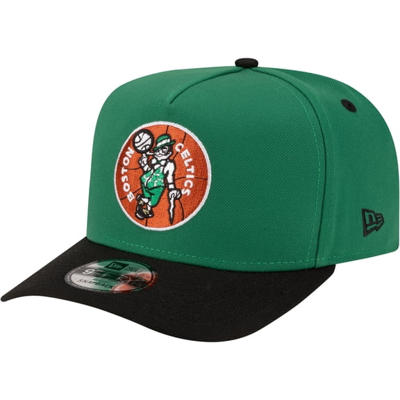 Men's New Era Kelly Green/Black Boston Celtics 80s Throwback A-Frame 9FIFTY Snapback Hat