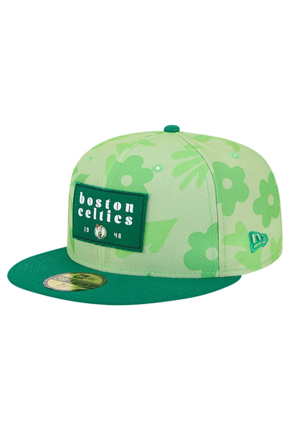Men's New Era Kelly Green Boston Celtics Palm Fronds 2-Tone 59FIFTY Fitted Hat