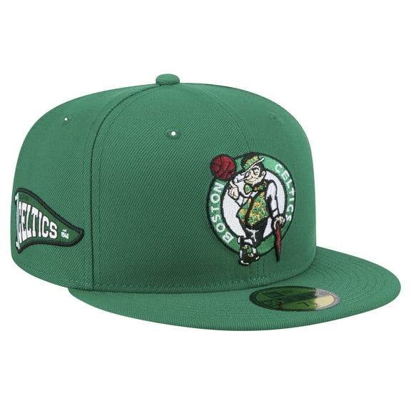 Men's New Era Kelly Green Boston Celtics Throwback Pennant 59FIFTY Fitted Hat