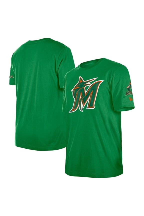 Men's New Era  Kelly Green Miami Marlins St. Patrick's Day Shamrock Fill T-Shirt