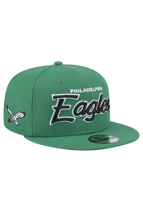 Men's New Era Kelly Green Philadelphia Eagles Main Script 9FIFTY Snapback Hat