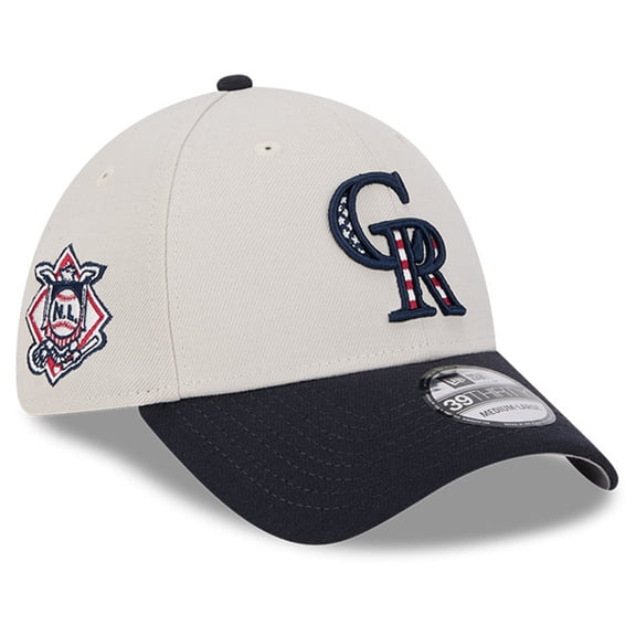 Men's New Era Khaki/Black Colorado Rockies 2024 Fourth of July 39THIRTY Flex Hat